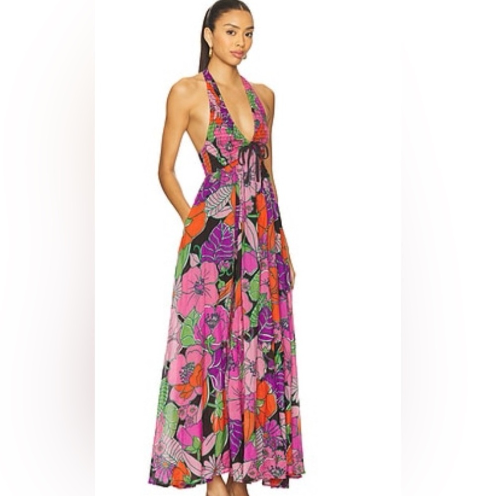 NWT Sz S Floral Printed Halter Maxi Dress OB2267900